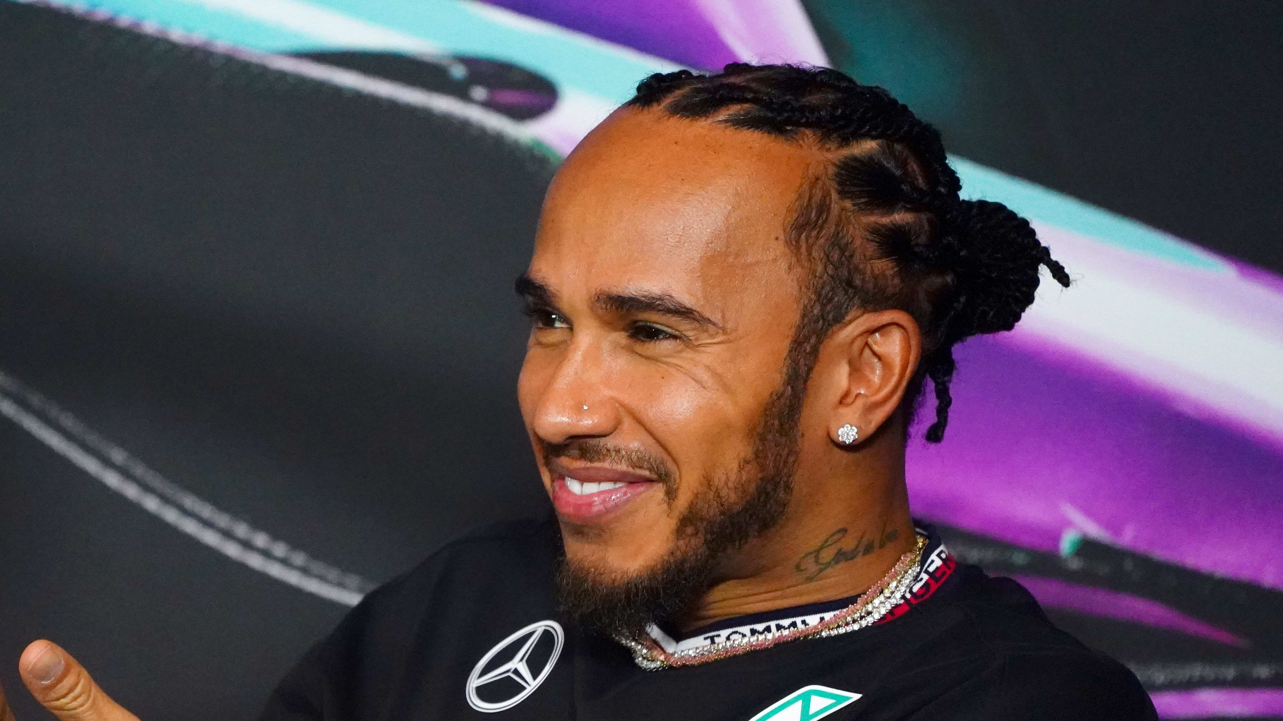 May 2, 2024; Miami Gardens, Florida, USA;  Mercedes driver Lewis Hamilton (44)  addresses the media
