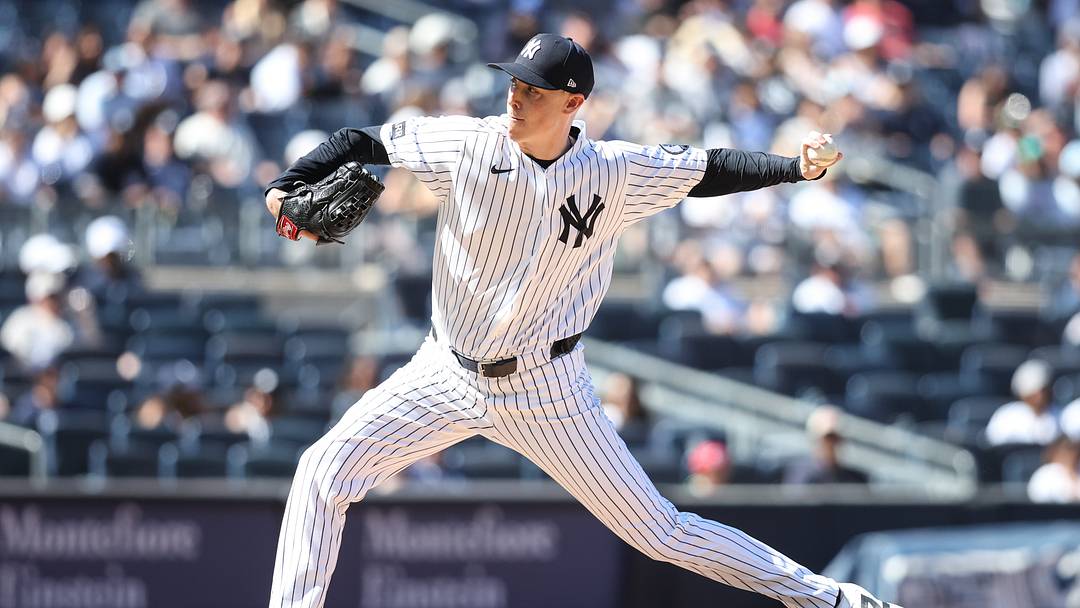 Jun 20, 2026; Bronx, New York, USA; New York Yankees relief pitcher Ryan Yarbrough (33) pitches in the eighth inning against the Cincinnati Reds at Yankee Stadium. Mandatory Credit: Wendell Cruz-Imagn Images