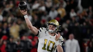 Georgia Tech quarterback Haynes King (10) throws a pass during the first half of a NCAA college football game against Georgia Tech in Athens, Ga., on Friday, Nov. 29, 2024.