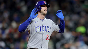 May 9, 2025; New York City, New York, USA; Chicago Cubs right fielder Kyle Tucker (30) reacts as he rounds the bases after hitting a solo home run against the New York Mets during the fourth inning at Citi Field. Mandatory Credit: Brad Penner-Imagn Images