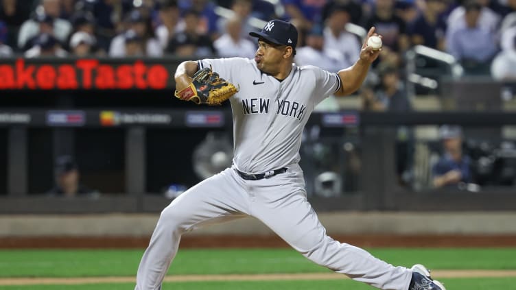 Jun 13, 2023; New York City, New York, USA; New York Yankees relief pitcher Wandy Peralta (58)