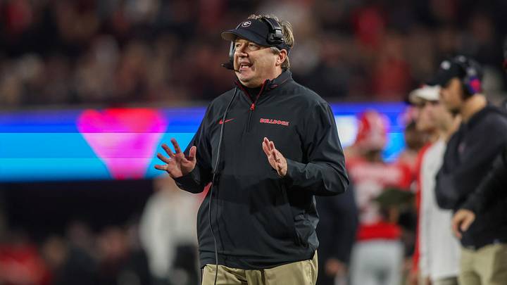 Nov 16, 2024; Athens, Georgia, USA; Georgia Bulldogs head coach Kirby Smart on the sideline against the Tennessee Volunteers in the second quarter at Sanford Stadium. Mandatory Credit: Brett Davis-Imagn Images
