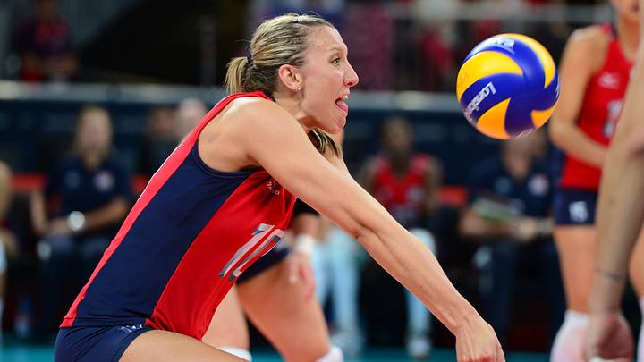 USA player Jordan Larson digs for the ball against Turkey during the London 2012 Olympic Games at Earls Court. USA defeated Turkey in straight sets. Mandatory Credit: Mark J. Rebilas-USA TODAY Sports USA player Jordan Larson digs for the ball against Turkey during the London 2012 Olympic Games at Earls Court. USA defeated Turkey in straight sets. Mandatory Credit: Mark J. Rebilas-USA TODAY Sports