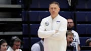 Penn State Nittany Lions head coach Mike Rhoades looks on from the bench during the second half against the Ohio State Buckeyes at Rec Hall. Ohio State defeated Penn State 83-64.