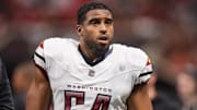 Sep 28, 2025; Atlanta, Georgia, USA; Washington Commanders linebacker Bobby Wagner (54) on the field during a game against the Atlanta Falcons at Mercedes-Benz Stadium. Mandatory Credit: Brett Davis-Imagn Images