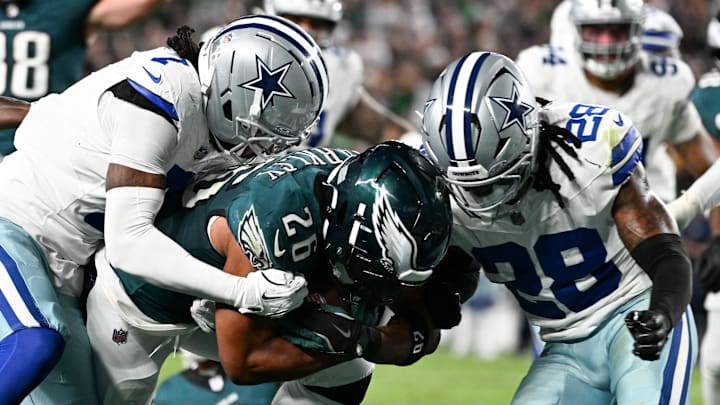 The Cowboys mostly held Saquon Barkley in check in their first game after trading Micah Parsons. The Cowboys mostly held Saquon Barkley in check in their first game after trading Micah Parsons.