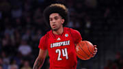 Feb 1, 2025; Atlanta, Georgia, USA; Louisville Cardinals guard Chucky Hepburn (24) dribbles