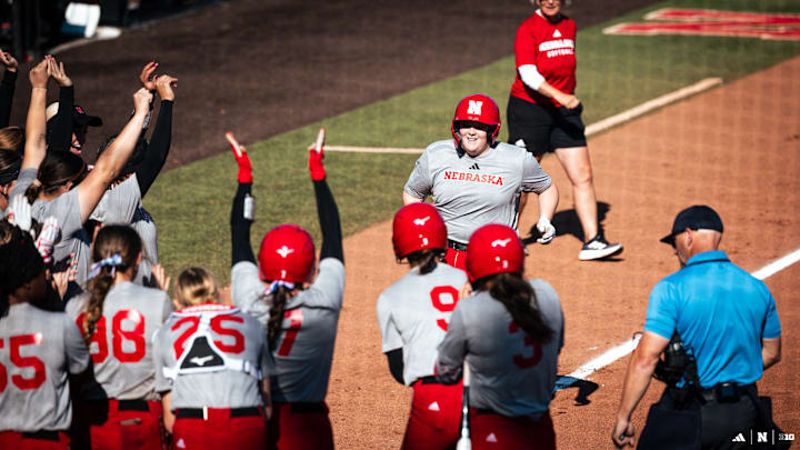 Nebraska softball outfielder Kacie Hoffmann homers on Sunday against Colorado State in a fall ball win.
