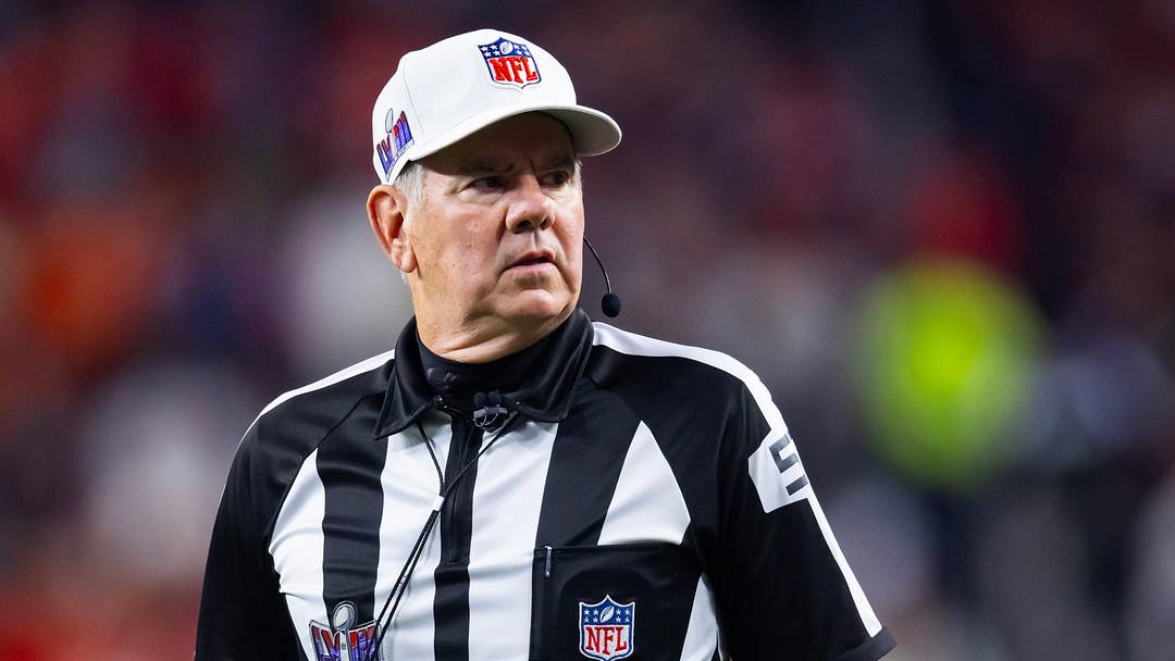 Feb 11, 2024; Paradise, Nevada, USA; NFL referee Bill Vinovich during the Kansas City Chiefs game against the San Francisco 49ers in Super Bowl LVIII at Allegiant Stadium. Mandatory Credit: Mark J. Rebilas-USA TODAY Sports