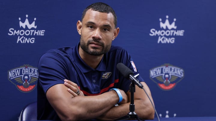 Sep 26, 2022; New Orleans, LA, USA;  New Orleans Pelicans general manager Trajan Langdon: Stephen Lew-USA TODAY Sports