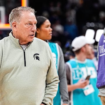 Michigan State head coach Tom Izzo walks off the court after 77–74 loss to Wisconsin at the Big Ten Tournament semifinal at Gainbridge Fieldhouse in Indianapolis, Ind. on Saturday, March 15, 2025.
