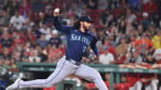 Seattle Mariners pitcher Andres Munoz (75) pitches against the Boston Red Sox during the ninth inning at Fenway Park on July 30.