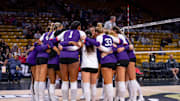 TCU Volleyball players gather after a tough loss to No. 22 Colorado.