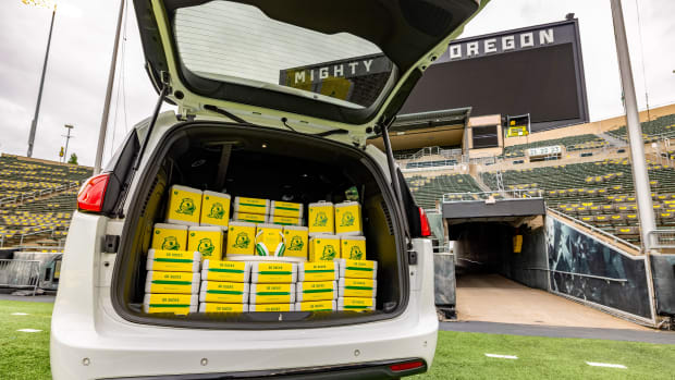 Dillon Gabriel's White Minivan with a stock of Beats By Dre Oregon Headphones.