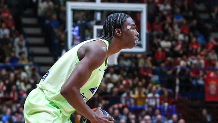 Dame Sarr #2 of FC Barcelona seen in action during Turkish...