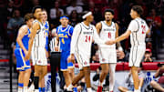 San Diego State and UCLA players during an exhibition game at Viejas Arena in San Diego. 