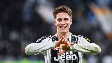 Kenan Yildiz of Juventus FC seen celebrating after scoring a... Kenan Yildiz of Juventus FC seen celebrating after scoring a...