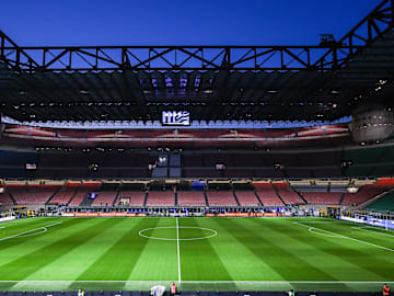 A general view inside the San Siro Stadium...