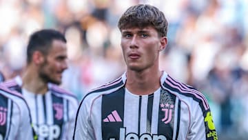 Nicolo Savona of Juventus FC looks on during pre-season...