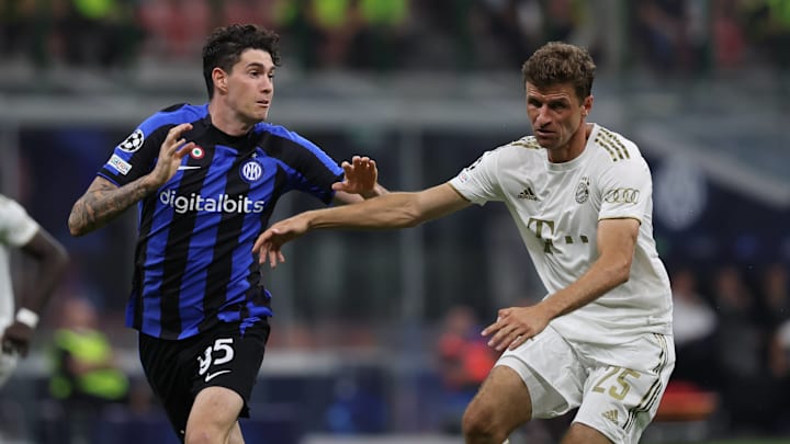 Alessandro Bastoni (left) and Thomas Müller (right) look poised to feature from the start for Bayern Munich vs. Inter Milan.