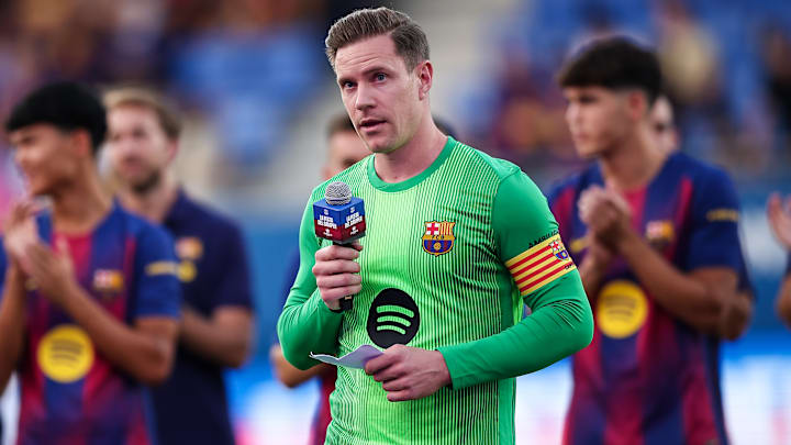 Marc-André ter Stegen a pris la parole lors du Trophée Joan Gamper. Marc-André ter Stegen a pris la parole lors du Trophée Joan Gamper.