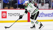 May 1, 2025; Denver, Colorado, USA; Dallas Stars defenseman Cody Ceci (44) shoots the puck in the first period against the Colorado Avalanche in game six of the first round of the 2025 Stanley Cup Playoffs at Ball Arena. Mandatory Credit: Ron Chenoy-Imagn Images