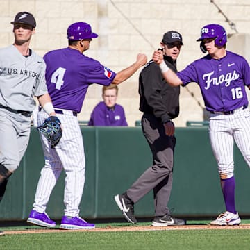 Nolan Traeger on base against Air Force on Wednesday