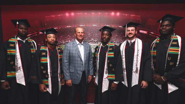 Alabama football's summer 2024 graduates with head coach Kalen DeBoer