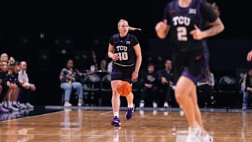 Hailey Van Lith handles the ball for No. 12 TCU in a win over UCF on December 21, 2025.