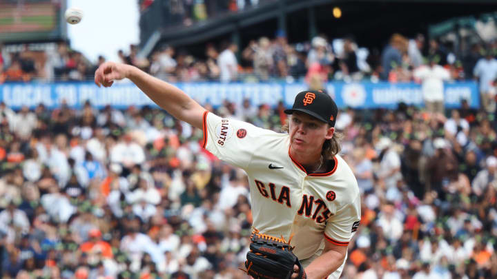 Aug 11, 2024; San Francisco, California, USA; San Francisco Giants starting pitcher Hayden Birdsong (60) pitches the ball against the Detroit Tigers during the third inning at Oracle Park.