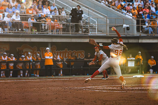 Nebraska pitcher Jordy Bahl delivers against Tennessee in the first game of the Knoxville Super Regional.