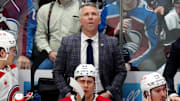 Mar 26, 2024; Denver, Colorado, USA; Montreal Canadiens head coach Martin St. Louis during the first period against the Colorado Avalanche at Ball Arena. Mandatory Credit: Ron Chenoy-Imagn Images