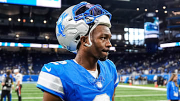 Detroit Lions quarterback Hendon Hooker (2) walks off the field after the 26-7 loss in the preseason game at Ford Field in Detroit on Saturday, August 23, 2025.