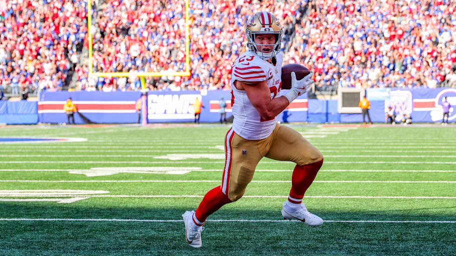 Christian McCaffrey scored two touchdowns in the 49ers' win over the Giants.