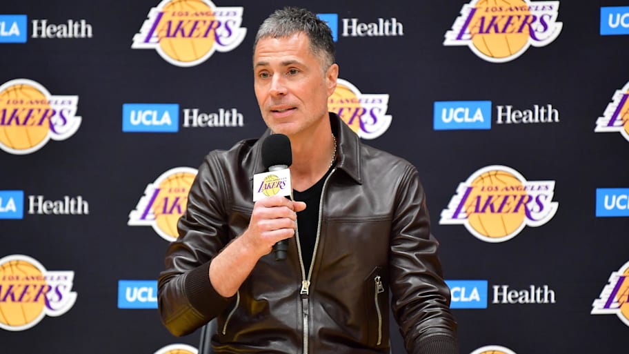 Rob Pelinka commented on Lebron James's future after Luka Doncic's extension | Gary A. Vasquez-Imagn Images
