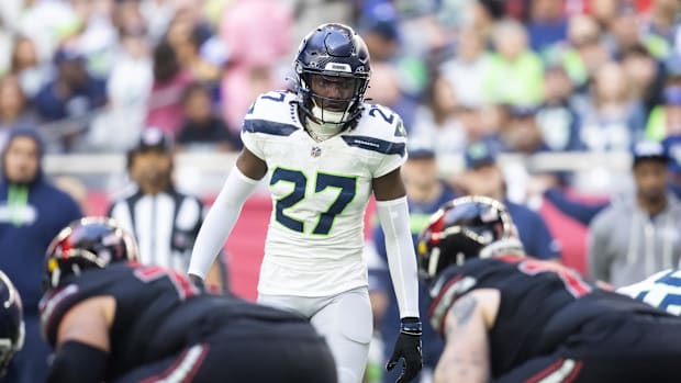 Seattle Seahawks cornerback Riq Woolen against the Arizona Cardinals at State Farm Stadium.