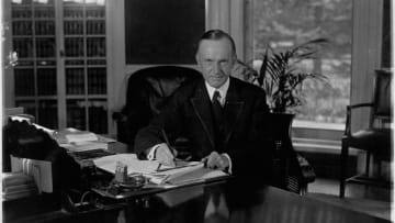 President Calvin Coolidge in his office