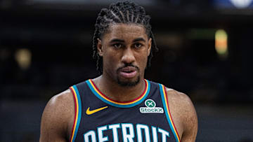 Nov 24, 2025; Indianapolis, Indiana, USA; Detroit Pistons guard Jaden Ivey (23): Trevor Ruszkowski-Imagn Images