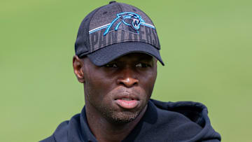 Carolina Panthers defensive coordinator Ejiro Evero
