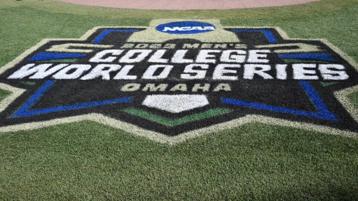 Jun 24, 2023; Omaha, NE, USA; General signage before the game between the Florida Gators and the LSU