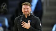 Dallas Mavericks guard Luka Doncic warms up before a game against the Golden State Warriors on Dec. 15, 2024.