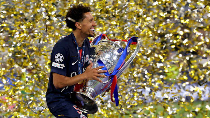 Marquinhos après le sacre du PSG en Ligue des Champions. Marquinhos après le sacre du PSG en Ligue des Champions.