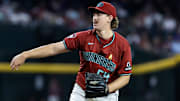 Sep 7, 2025; Phoenix, Arizona, USA; Arizona Diamondbacks pitcher Taylor Rashi against the Boston Red Sox at Chase Field. Mandatory Credit: Mark J. Rebilas-Imagn Images