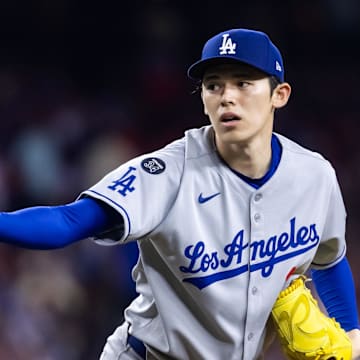 Los Angeles Dodgers pitcher Roki Sasaki throws a pitch.