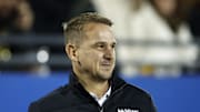 Dec 17, 2022; Frisco, Texas, USA;  New North Texas Mean Green head coach Eric Morris reacts on the sidelines during a game against the Boise State Broncos at Toyota Stadium. Mandatory Credit: Tim Heitman-Imagn Images