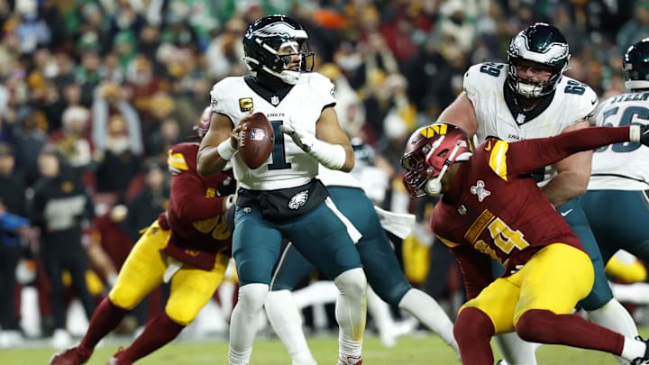 The Eagles are home favorites to the Commanders in NFL Week 18 action. The Eagles are home favorites to the Commanders in NFL Week 18 action.