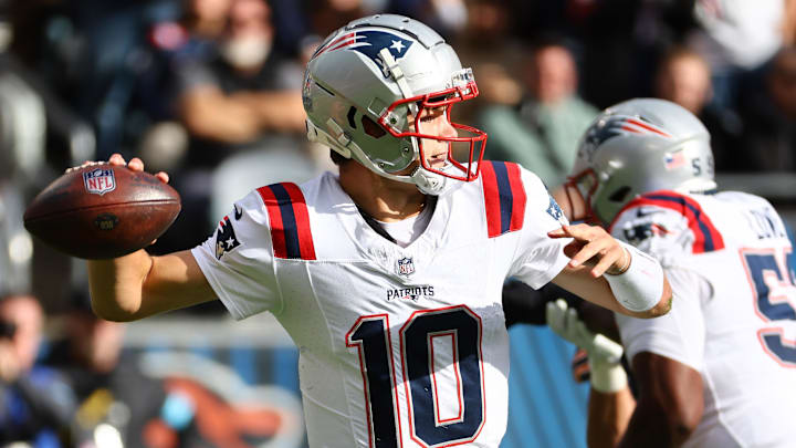 Maye turned the ball over once against the Bears on Sunday. Maye turned the ball over once against the Bears on Sunday.