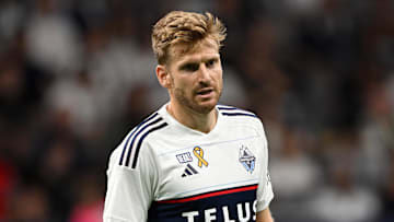 Vancouver Whitecaps FC midfielder Stuart Armstrong (26) looks on in the second half against FC Dallas at BC Place