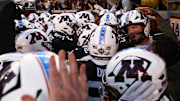 Nov 1, 2025; Minneapolis, Minnesota, USA; Minnesota Golden Gophers players celebrate Minnesota Golden Gophers quarterback Drake Lindsey’s game winning touchdown during overtime against the Michigan State Spartans at Huntington Bank Stadium. Mandatory Credit: Matt Krohn-Imagn Images