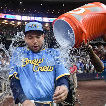 Brewers center fielder Blake Perkins threw out the runner at home for the final out Friday